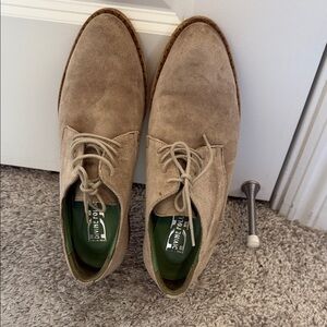Divine Follie Beige Suede Oxfords. Made in Italy.